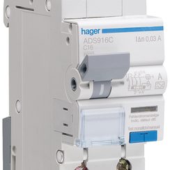 Kombination FI/LS Hager C 16A 30mA QuickConnect 1P+N 6kA