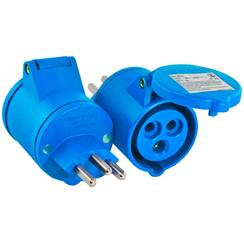Adapter CH T23 – CEE 16, blau 6h LNPE 250V 16A
