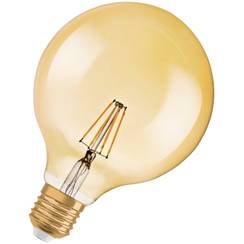 LED-Lampe 1906 GLOBE E27, 6.5W, 240V, 2400K, Ø125×173mm, gold, klar, DIM
