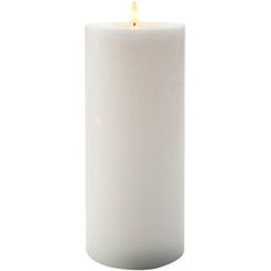 Flat Candle XL white 1LED ww D12.5xH27.5cm 2xAA -Timer 5/19