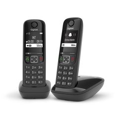 Gigaset AS690 Duo Telefonbasis plus Zusatz-Handapparan, Eco-DECT, schwarz