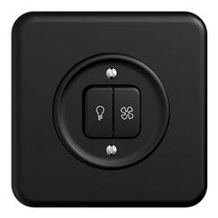 UP-Schalter für Licht+Ventilat. STANDARDdue schwarz, KS, LED gelb